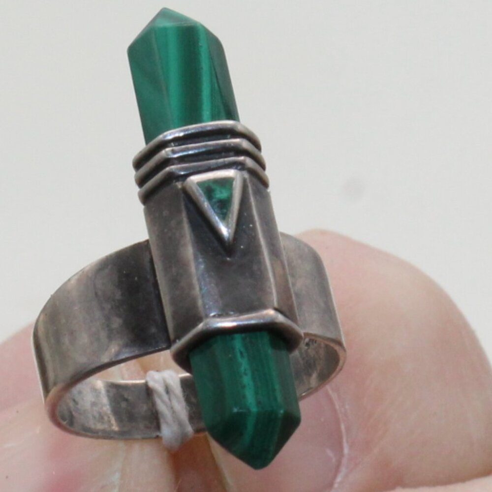 Vintage Malachite Sterling Silver Ring